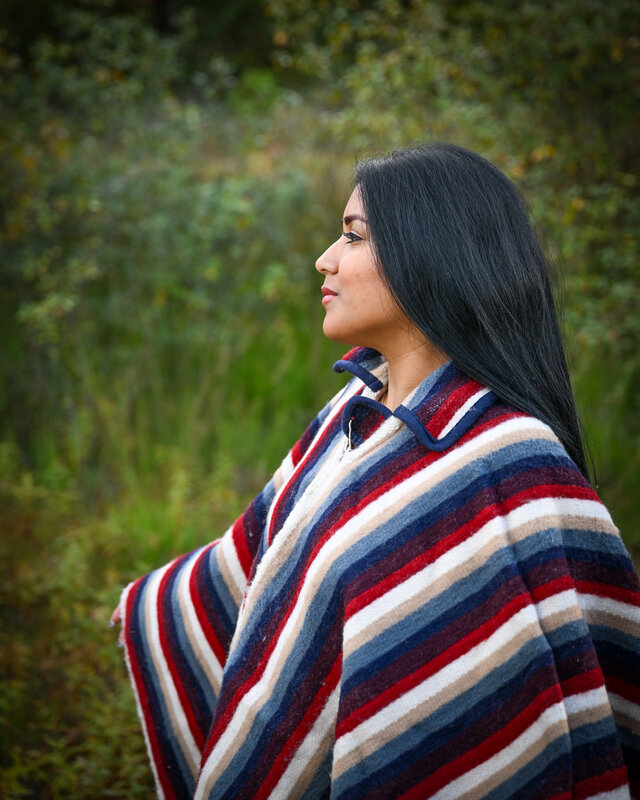 EcuaFina Prachtige originele, zware puur wollen Chagra poncho - Model CACIQUE