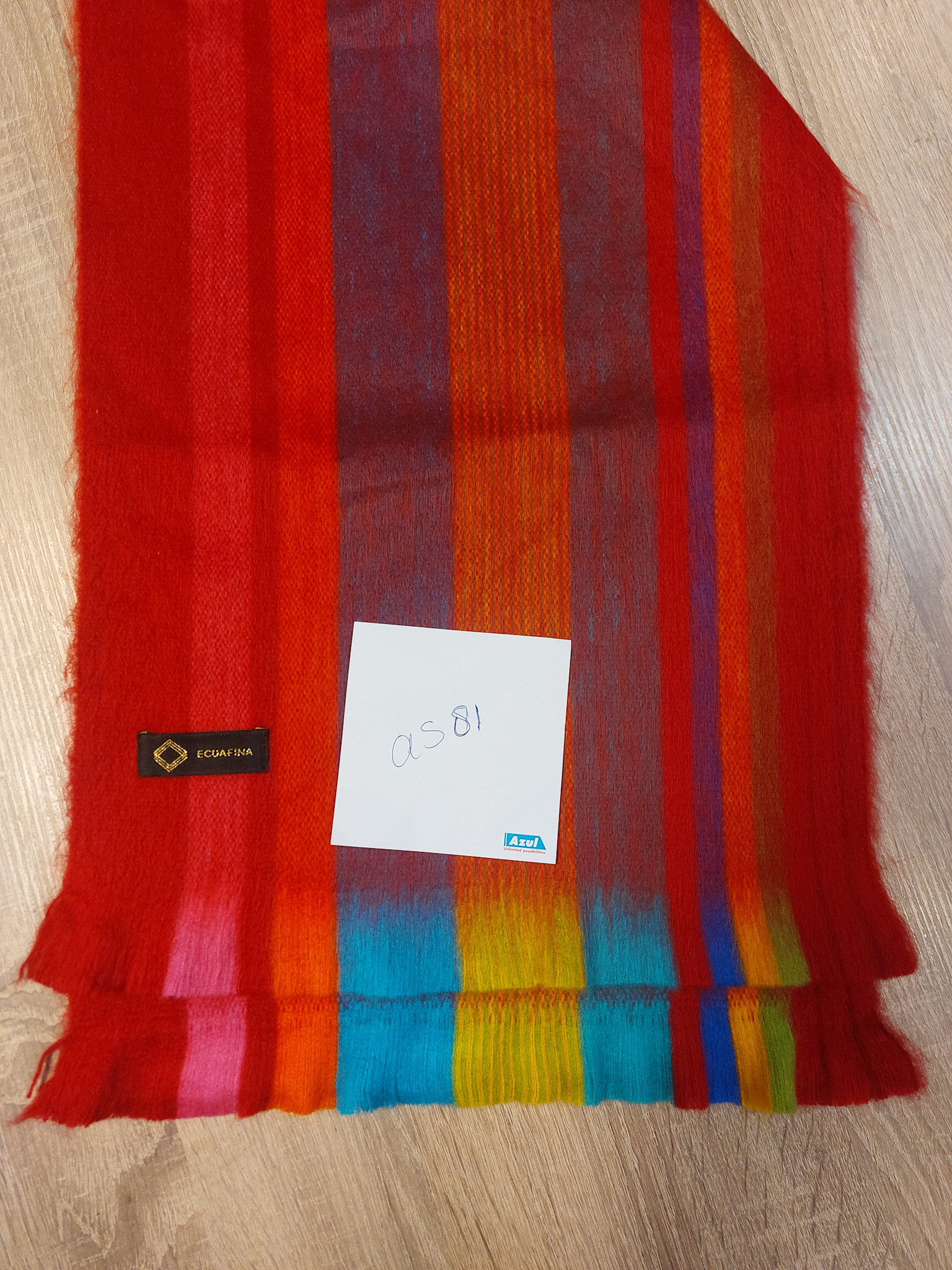EcuaFina HLAS81 - Alpaca scarf 190 cm x 30 -  RED STRIPE