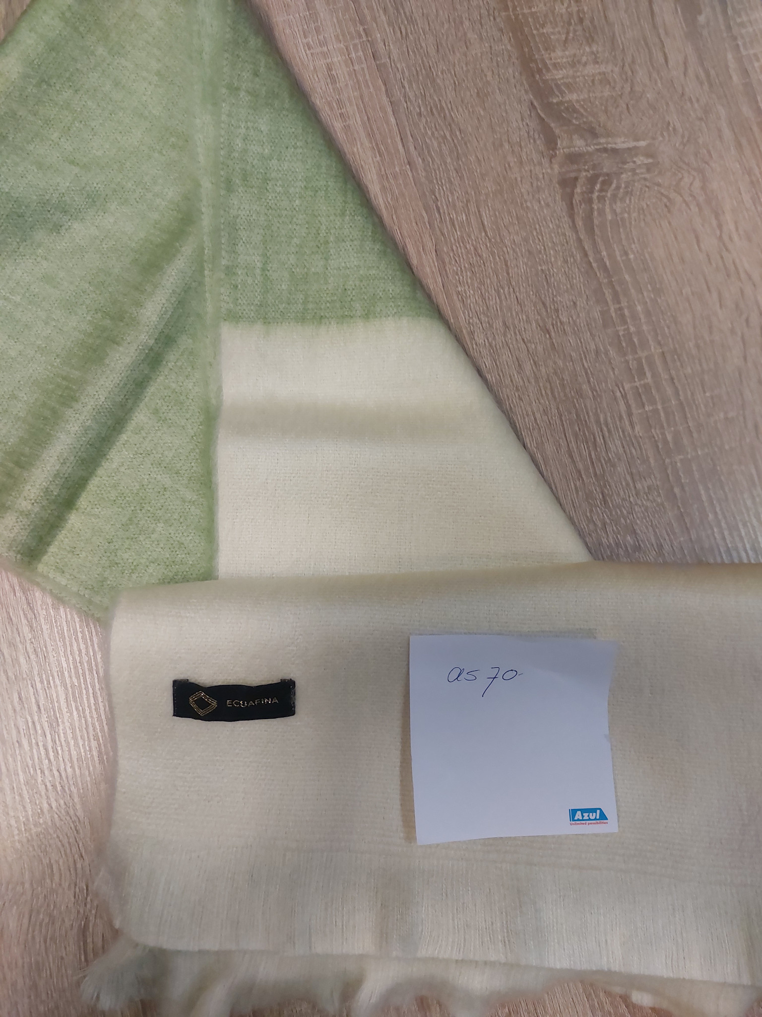 EcuaFina Alpaca scarf 190 cm x 30 cm - BEIGE GREEN