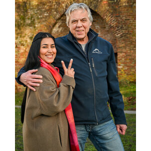 EcuaFina Alpaca sjaal - 190 cm x 60 cm - blauw streepje