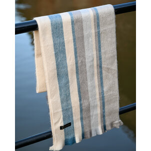 EcuaFina Alpaca Sjaal Wit Blauw Grijs