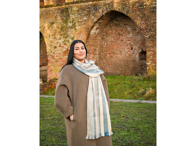 EcuaFina HLAS26-STREEP - Alpaca sjaal 190 cm x 30 cm