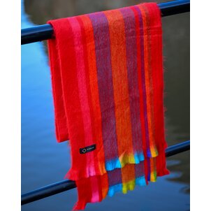 EcuaFina Alpaca scarf - 190 x 30 cm - red stripe