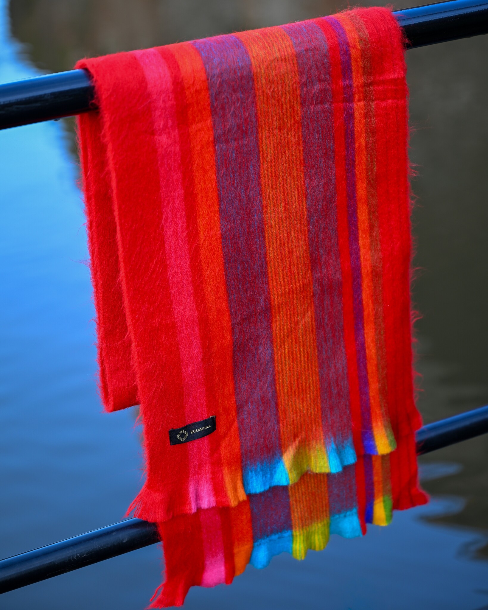 EcuaFina HLAS81 - Alpaca scarf 190 cm x 30 -  RED STRIPE