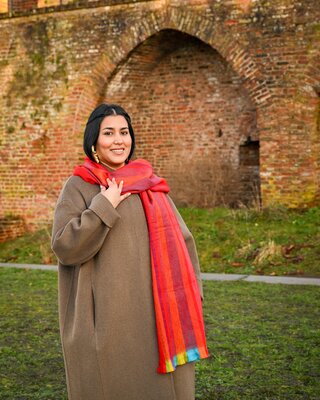 EcuaFina HLAS81 - Alpaca scarf 190 cm x 30 -  RED STRIPE