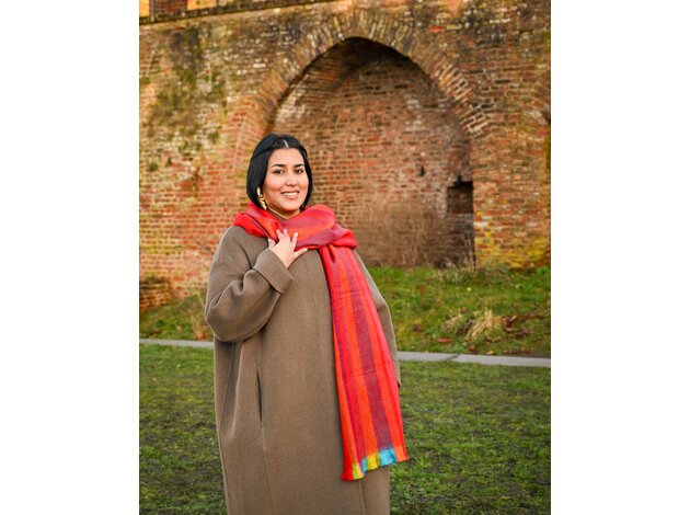 EcuaFina HLAS81 - Alpaca scarf 190 cm x 30 -  RED STRIPE