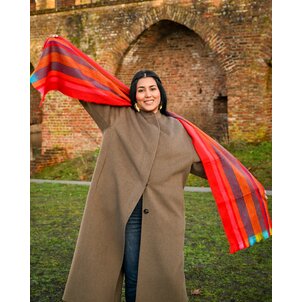 EcuaFina HLAS81 - Alpaca sjaal 190 cm x 30 - RODE STREEP