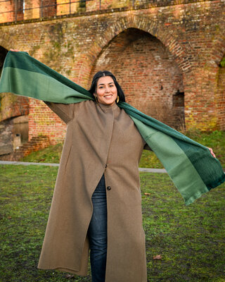 EcuaFina Alpaca scarf - 190 cm x 30 - double gray