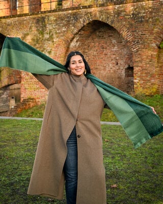 EcuaFina Écharpe en alpaga - 190 cm x 30 cm - double gris