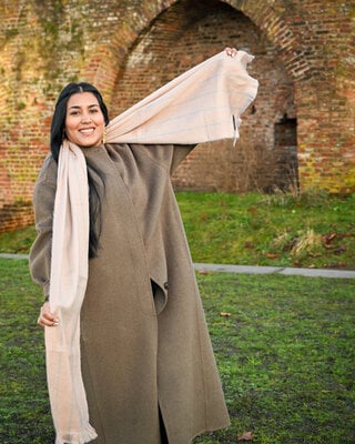 EcuaFina Alpaca sjaal - 190 cm x 60 cm - blauw streepje