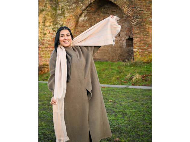 EcuaFina Alpaca scarf - 190 cm x 60 cm - blue stripes