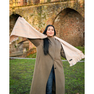 EcuaFina Alpaca Scarf Cream Blue Stripe