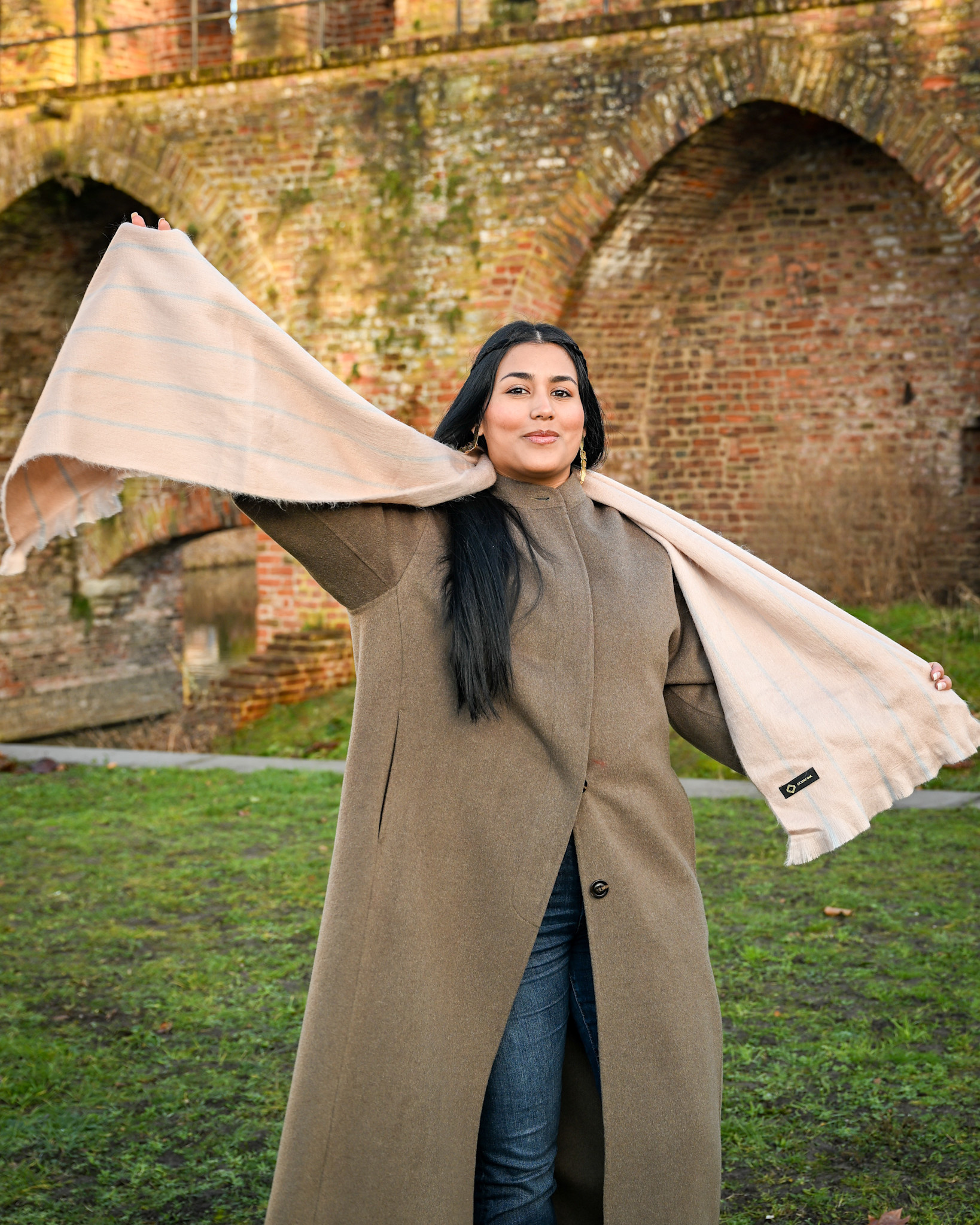 EcuaFina Alpaca scarf 190 cm x 60 cm - BLUE STRIPE