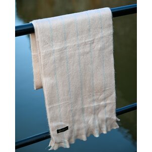 EcuaFina Alpaka Schal Creme Blaue Streifen