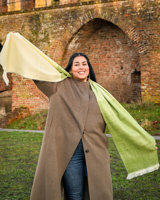 EcuaFina Alpaca sjaal - 190 x 30 cm - beige & groen