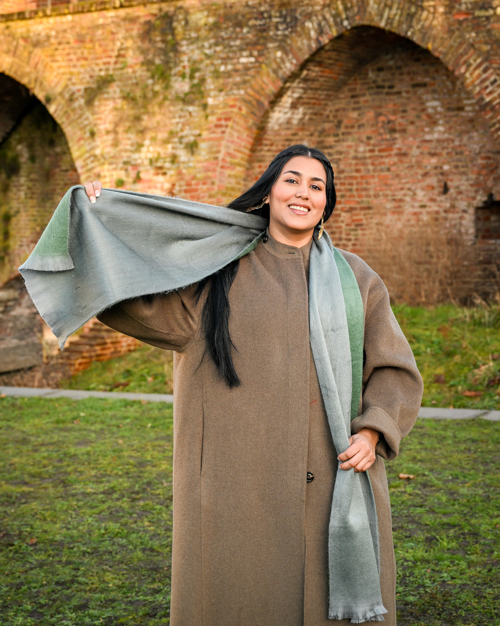 EcuaFina HSAS99- Alpaca scarf 190 cm x 30 cm - GREEN