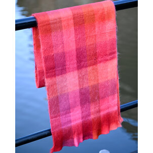 EcuaFina Alpaca sjaal - 190 cm x 60 cm - oranje geblokt