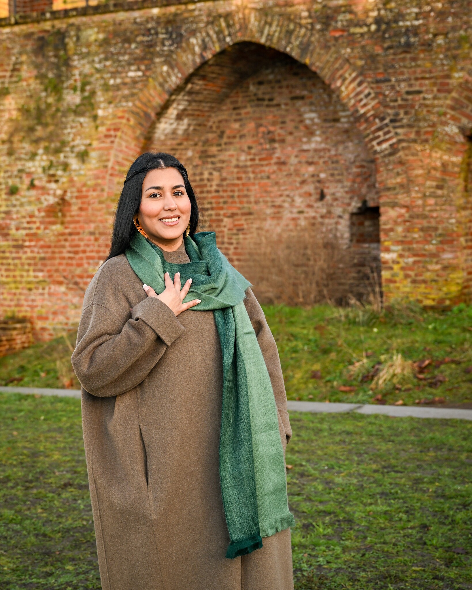 EcuaFina HLAS265 - Alpaca scarf 190 cm x 30 cm - DOUBLE GREY