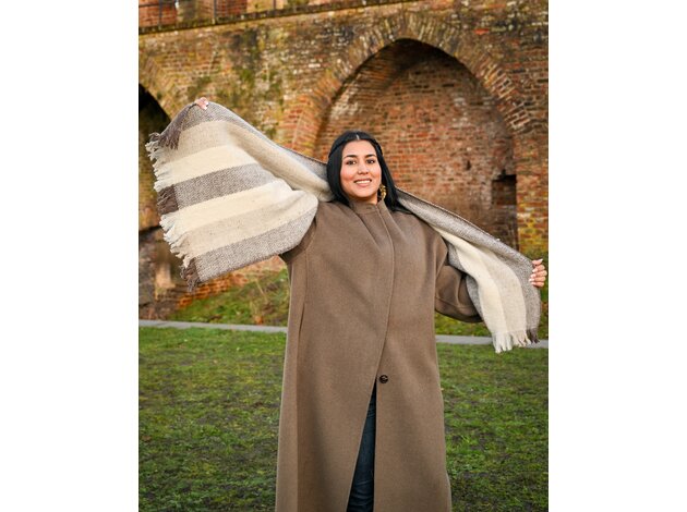 Wool scarf 190 x 50 cm - GREY STRIPES