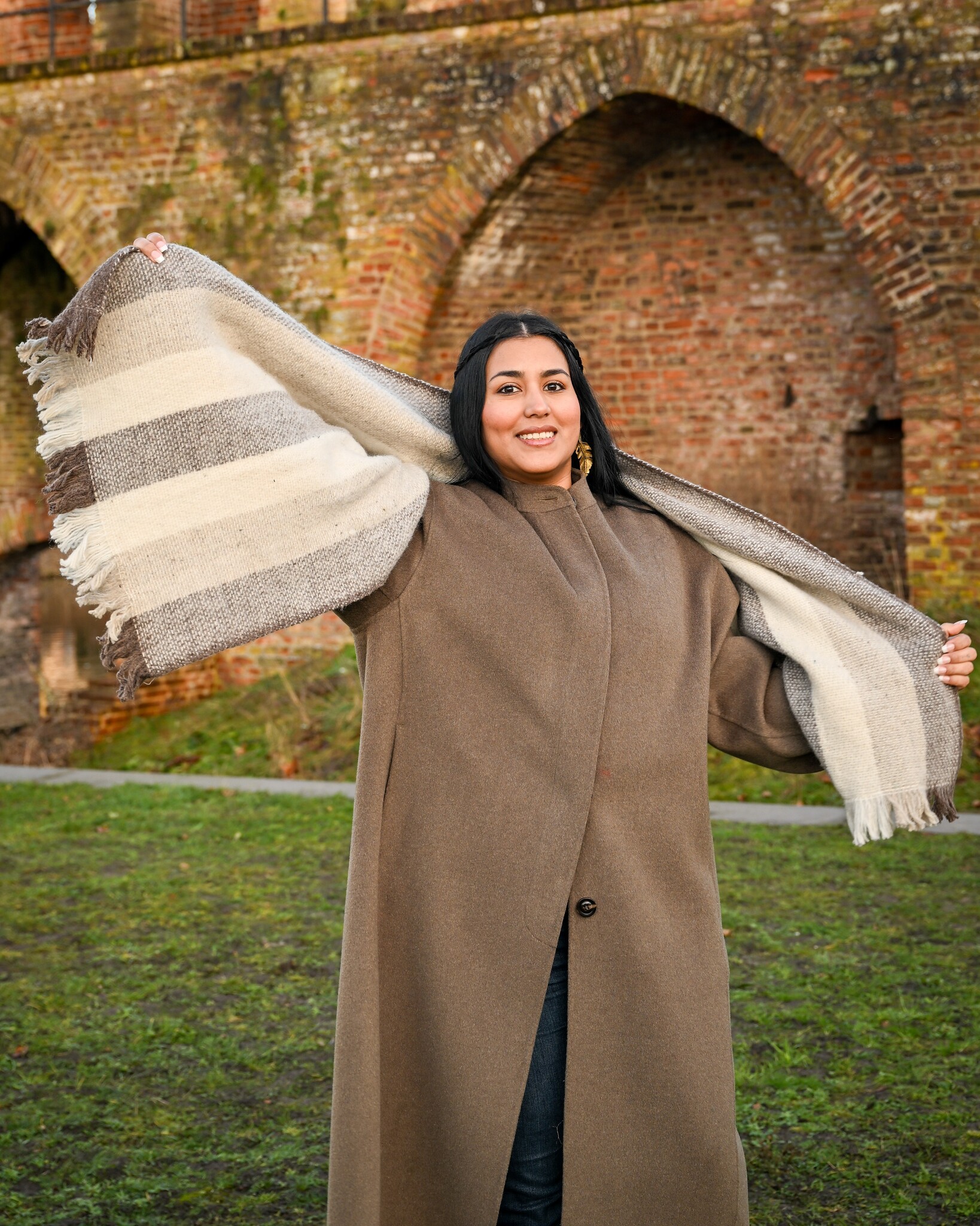 Wool scarf 190 x 50 cm - GREY STRIPES