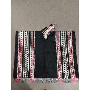 Poncho Coquitos Black - beautiful Andes motif - for women and men
