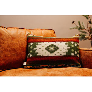 EcuaFina Cushion 60 x 40 cm - double-sided Quilotoa green - including duck feather inner cushion