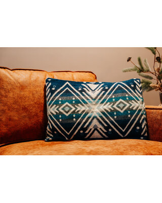 EcuaFina Coussin rectangulaire en laine d'alpaca  - Imbabura - Bleu