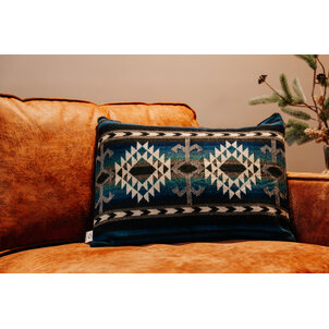 EcuaFina Kissen 60 x 40 cm – doppelseitig Cotopaxi blau – inklusive Entenfeder-Innenkissen