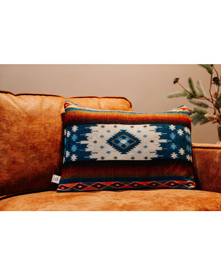 EcuaFina Alpaca wool rectangle throw pillow - Quilotoa Blue