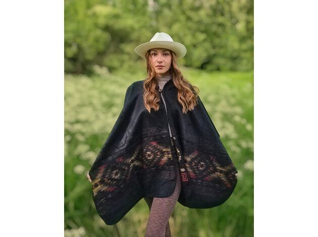 Poncho Rosanna - Zwart
