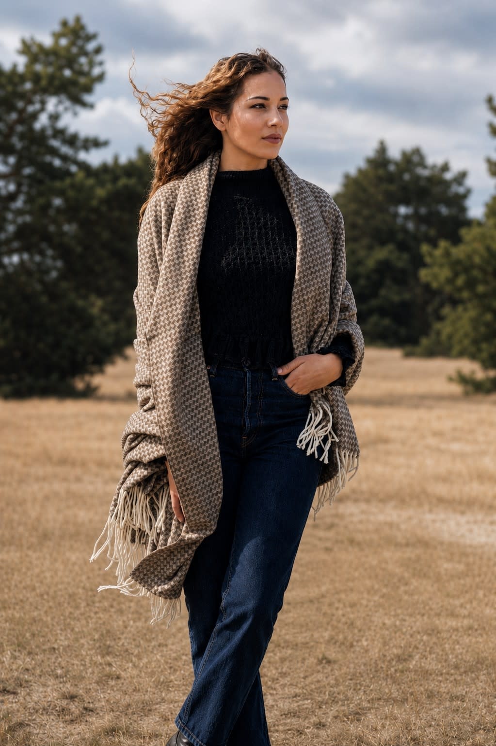 LANAVITTA Wool Shawl – Comfort Brown