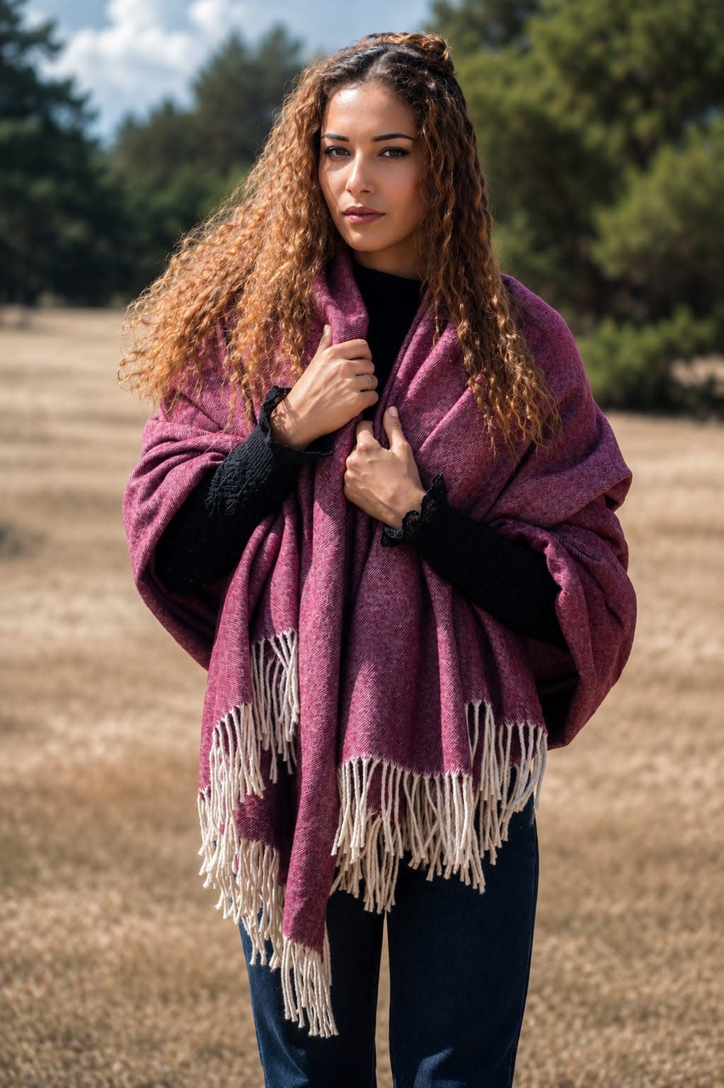 LANAVITTA Woolen Shawl - Steppe Burgundy
