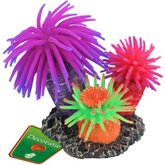 Boon aqua deco Boon Aqua Deco ornament 3x siliconen zeeannemoon met rots, 8 cm.