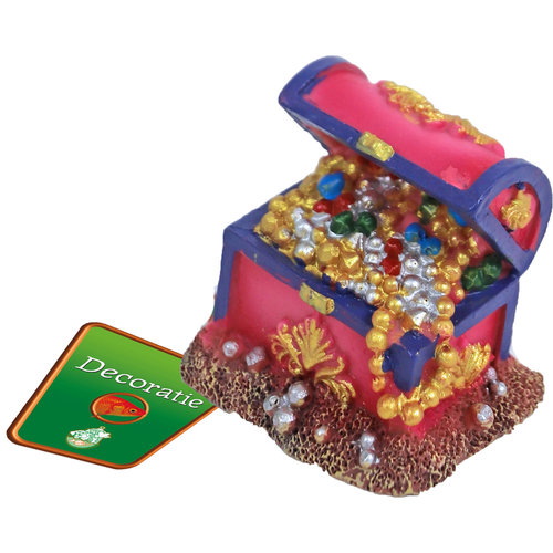 Boon aqua deco Boon Aqua Deco ornament polyresin schatkist met parels, 7x6 cm.