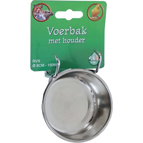 Boon Boon voerbak RVS met houder universeel, Ø 8 cm -150 ml.