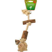 Boon Boon vogelspeelgoed klos hout 2x met touw, 35 cm.