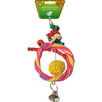Boon Boon vogelspeelgoed ring raffia met bel, 26 cm.