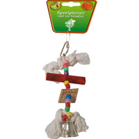 Boon Boon vogelspeelgoed kralen met katoen en bel, 15 cm.