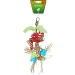 Boon Boon vogelspeelgoed maïskolfkern met raffia, 30 cm.