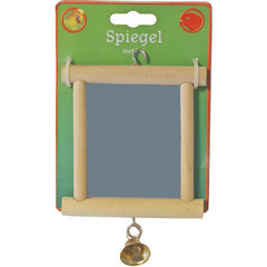 Boon Boon vogelspeelgoed spiegel vierkant met houten omlijsting.