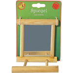 Boon Boon vogelspeelgoed spiegel vierkant met houten omlijsting en zitstok.
