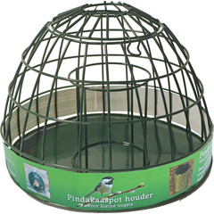 Boon pindakaaspot houder metaal groen voor kleine vogels, 25x19 cm.