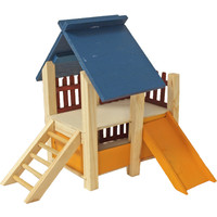 Boon hamsterhuis hout met veranda gekleurd, 19 cm.