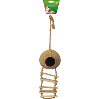 Boon knaagdierhuis kokosnoot met touwladder, 30 cm.