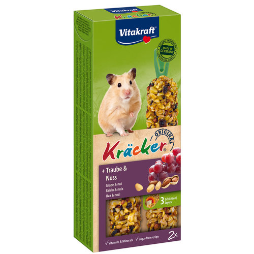 Vitakraft Vitakraft knaagdier druif/noot-kräcker hamster, 2in1.