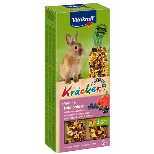 Vitakraft Vitakraft knaagdier bosbes/vlierbes-kräcker dwergkonijn, 2in1.