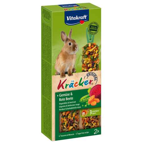 Vitakraft Vitakraft knaagdier groente/biet-kräcker dwergkonijn, 2in1.