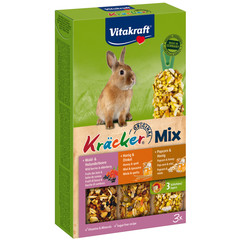 Vitakraft Vitakraft knaagdier Mix honing/spelt-popcorn/honing-bosbes/vlierbes-kräcker dwergkonijn, 3in1.