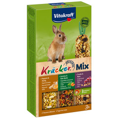 Vitakraft Vitakraft knaagdier Mix druif/noot-groente/biet-popcorn/honing-kräcker dwergkonijn, 3in1.