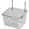 Konijnen eetbak met metalen haak, transparant.